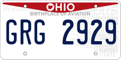 OH license plate GRG2929