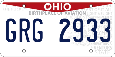 OH license plate GRG2933