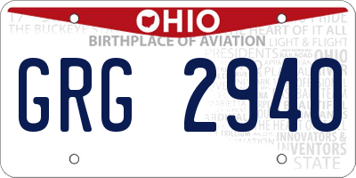 OH license plate GRG2940