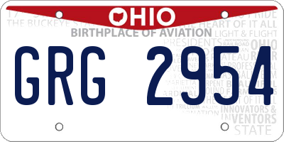 OH license plate GRG2954