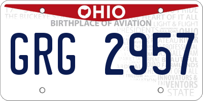 OH license plate GRG2957