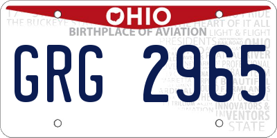 OH license plate GRG2965