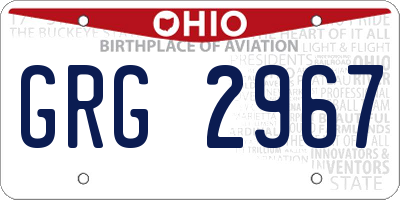 OH license plate GRG2967