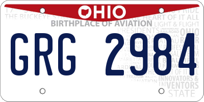 OH license plate GRG2984