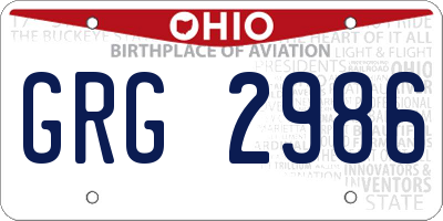 OH license plate GRG2986