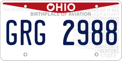 OH license plate GRG2988