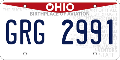 OH license plate GRG2991