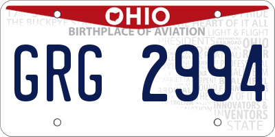 OH license plate GRG2994