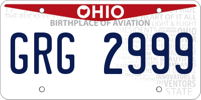 OH license plate GRG2999