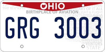 OH license plate GRG3003