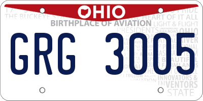 OH license plate GRG3005