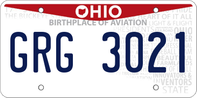 OH license plate GRG3021