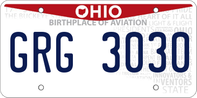 OH license plate GRG3030