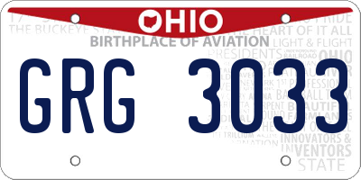 OH license plate GRG3033
