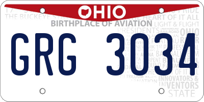 OH license plate GRG3034