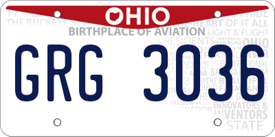 OH license plate GRG3036