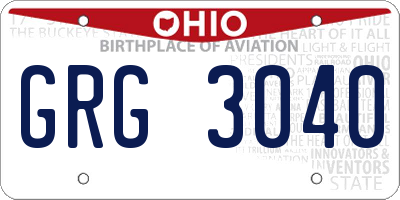 OH license plate GRG3040