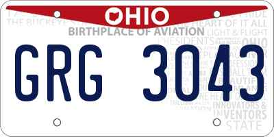 OH license plate GRG3043