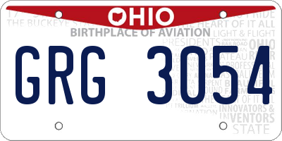 OH license plate GRG3054