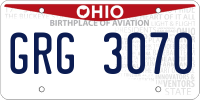 OH license plate GRG3070