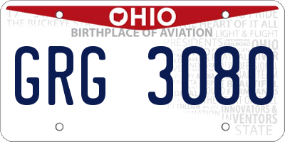 OH license plate GRG3080
