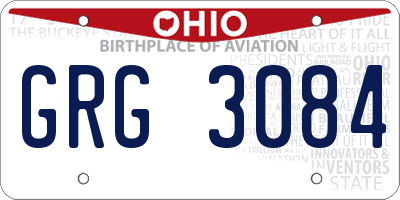 OH license plate GRG3084