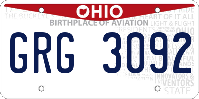 OH license plate GRG3092