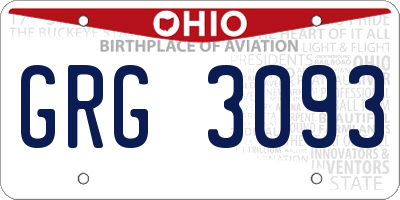 OH license plate GRG3093