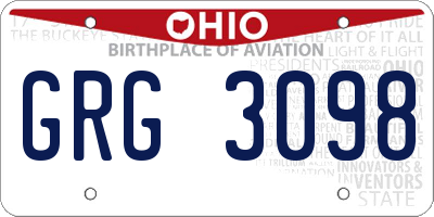 OH license plate GRG3098