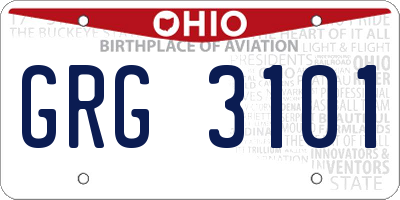 OH license plate GRG3101