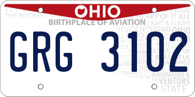 OH license plate GRG3102