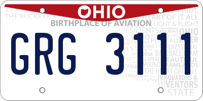 OH license plate GRG3111