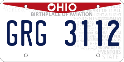 OH license plate GRG3112