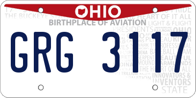 OH license plate GRG3117
