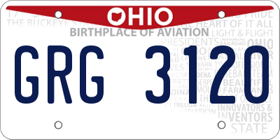 OH license plate GRG3120