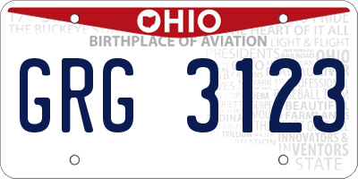 OH license plate GRG3123