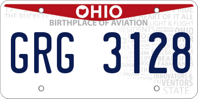 OH license plate GRG3128