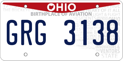 OH license plate GRG3138
