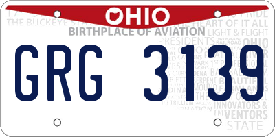 OH license plate GRG3139