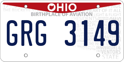 OH license plate GRG3149
