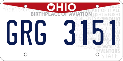 OH license plate GRG3151