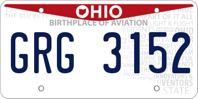 OH license plate GRG3152