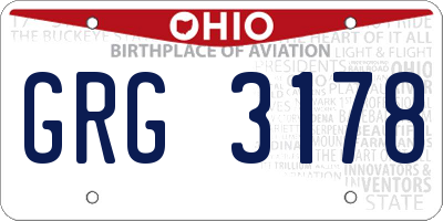 OH license plate GRG3178