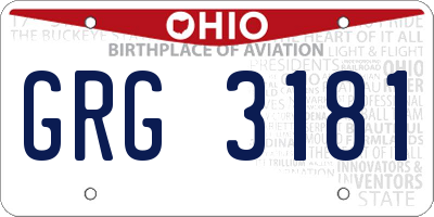 OH license plate GRG3181