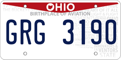 OH license plate GRG3190