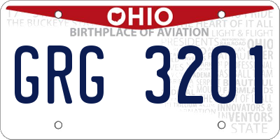 OH license plate GRG3201