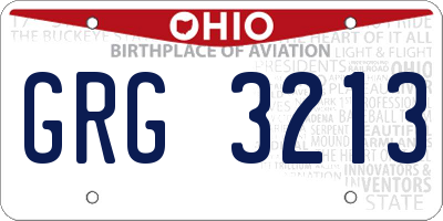 OH license plate GRG3213