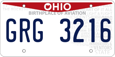 OH license plate GRG3216