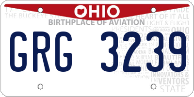 OH license plate GRG3239