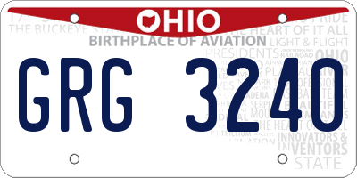 OH license plate GRG3240